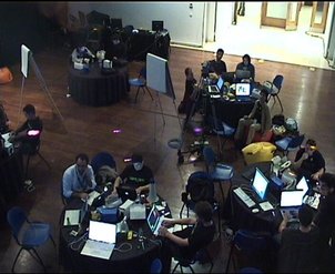 Eu e os meus colegas a participar no Codebits 2007
