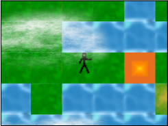 Captura de ecrã do aMAZING tile engine, com uma nuvem passageira